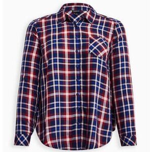 Torrid Size 6 Plaid Flannel Button Up Long Sleeve Shirt